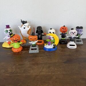 Lot of 10 Dancing Solar Powered Bobble Heads Halloween Fall Ghost Darth Vader